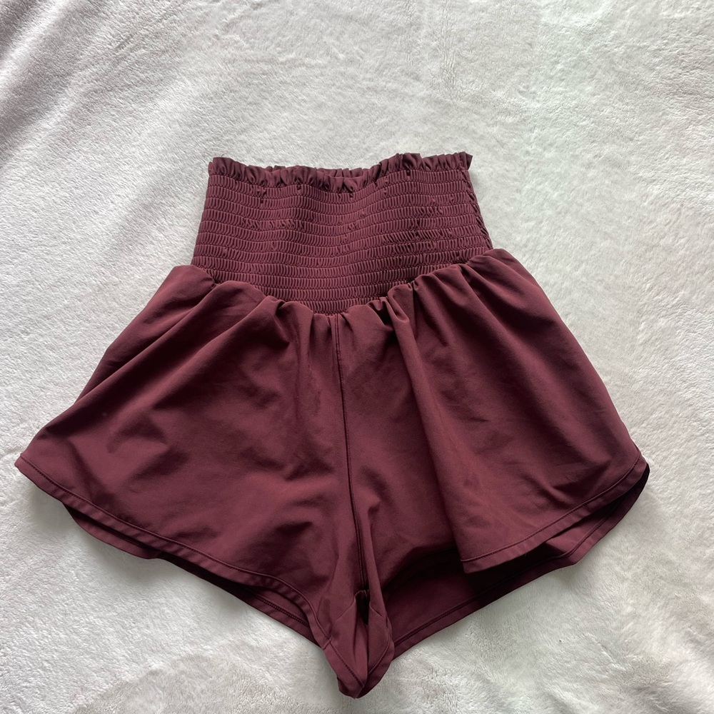 Aerie High Waist Burgundy Shorts
